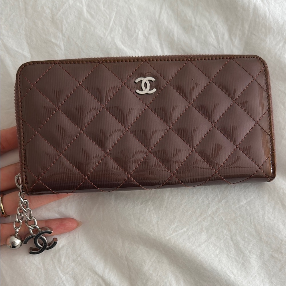 Chanel Brown Quilted Leather Wallet